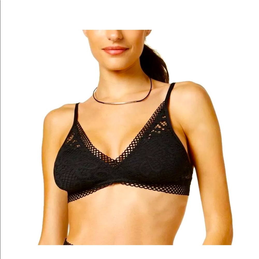 Becca Captured Lace Trim Crochet Bikini Top - NWT